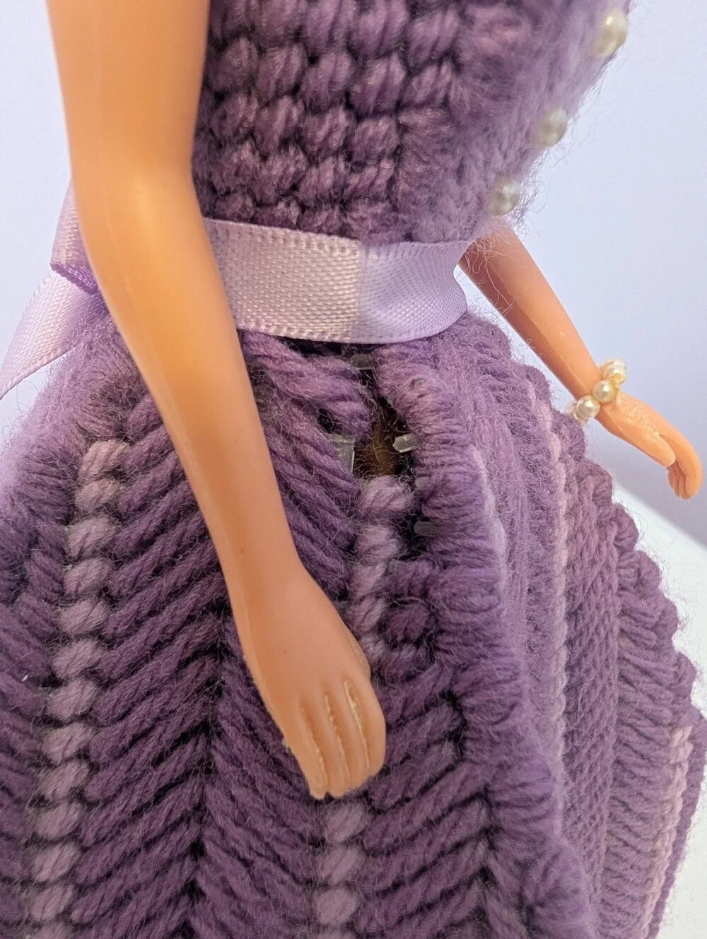 Vintage Toilet Paper Holder Lovely Patsy Doll Purple Stitching On Plastic Canvas